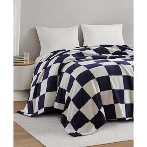 Premier Comfort Dress Blue Checkered Feathersoft Full / Queen Knit Blanket